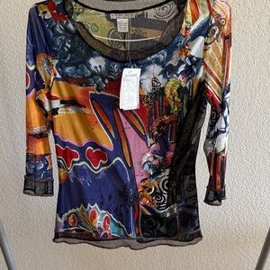 Alberto Makali Multicolor Artistic Blouse size M NWT